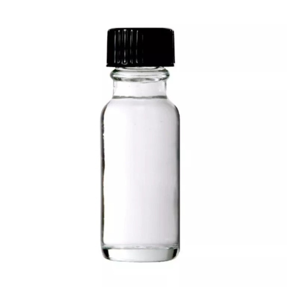 96 SKS 1/2oz Clear Flint Glass Boston Round‎ Bottles w/ Black Cone Lined Caps